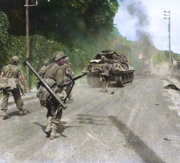 Высадка в Италии войск союзников в 1943 году на цветных снимках