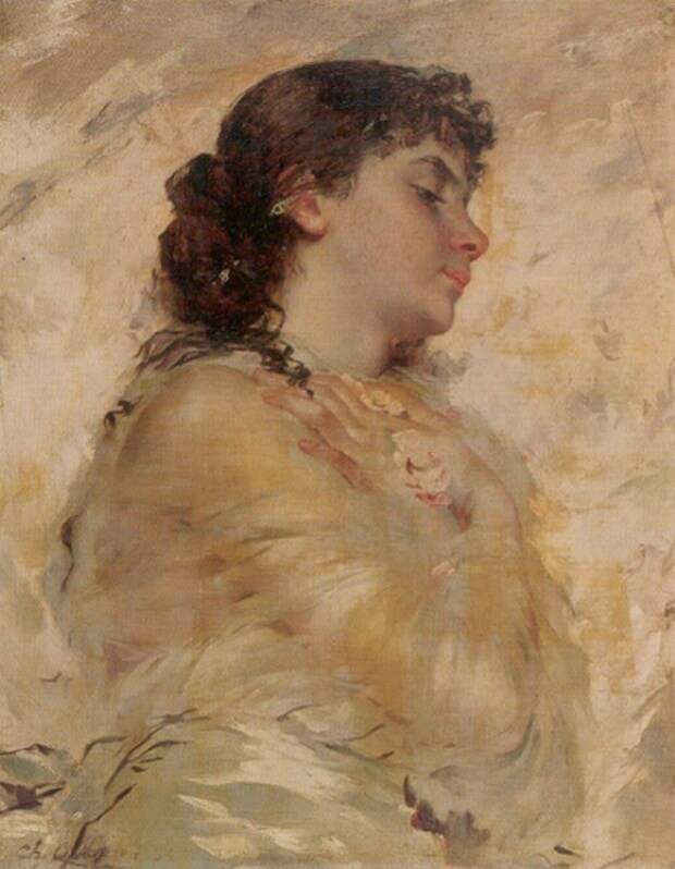 Portrait of a Young Woman in Profile by Charles Chaplin