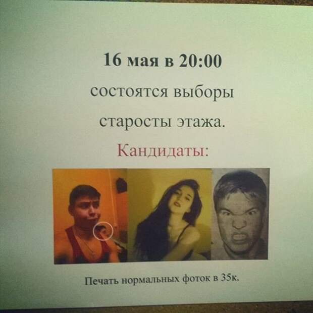 Задатки хорошего политтехнолога проявляются еще в студенчестве  выборы, прикол, юмор