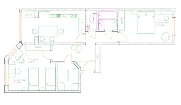ИП-46С планировка с размерами 2-х комнатная квартира