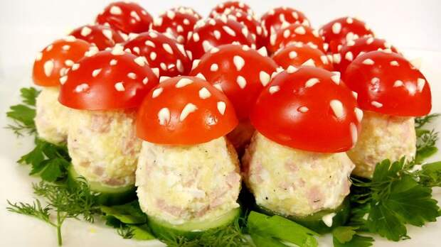 Нежная праздничная закуска "Грибочки мухоморчики"