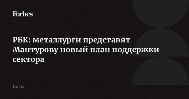 РБК: металлурги представят Мантурову новый план поддержки сектора