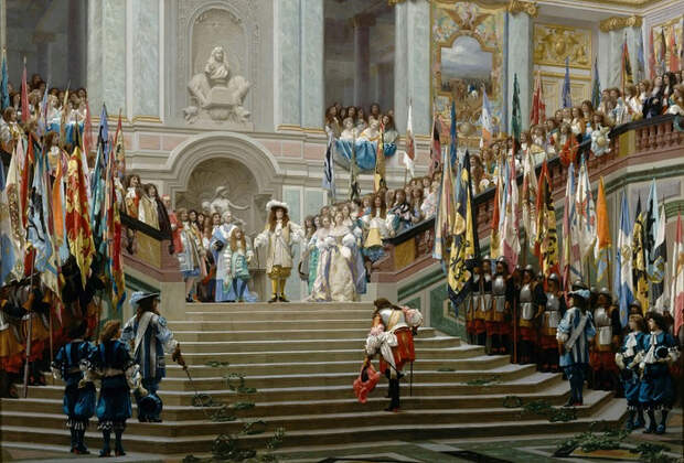 7 Прием принца Конде Людовиком XIV в Версале в 1674 году (700x475, 458Kb)