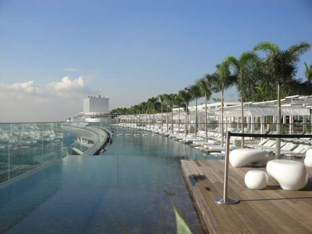 Самый высокий бассейн в мире, Сингапур, крыша небоскреба Marina Bay Sands Skypark