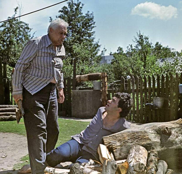 "Белые росы", СССР, 1983 год. В.Санаев (Федос) и С.Садальский (Мишка Кисель)