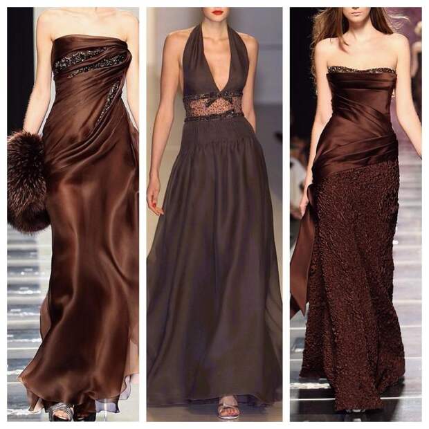 коричневые вечерние платья