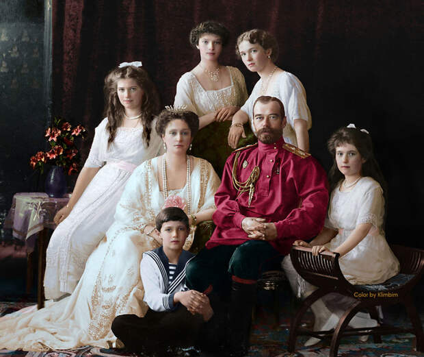 1. Николай II с семьей, 1914 год время, россия, фотография, цвет