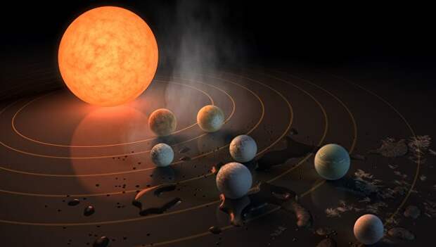 Так художник представил себе семь планет системы TRAPPIST-1