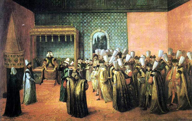 Ж. Ванмур. Аудиенция в Диване — султан Ахмед III принимает французского посла 