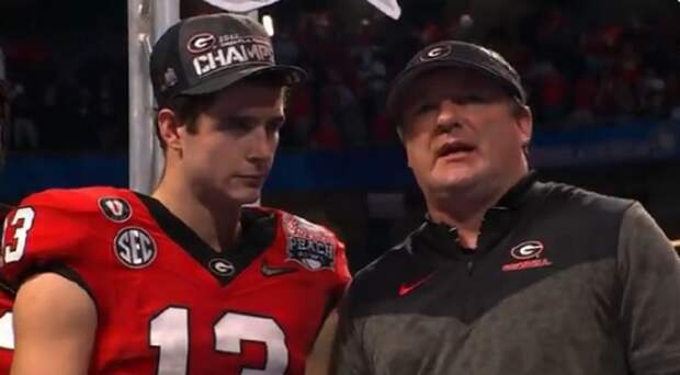 Stetson Bennett Kirby Smart having a discussion