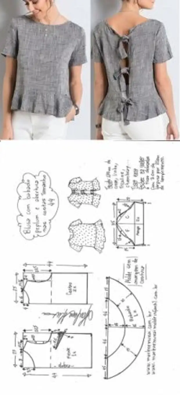 Модели блузок с выкройками и схемами