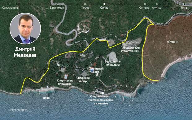 Примерный план территорий государственных дач № 9 и 10, поселок Олива на Южном берегу Крыма
