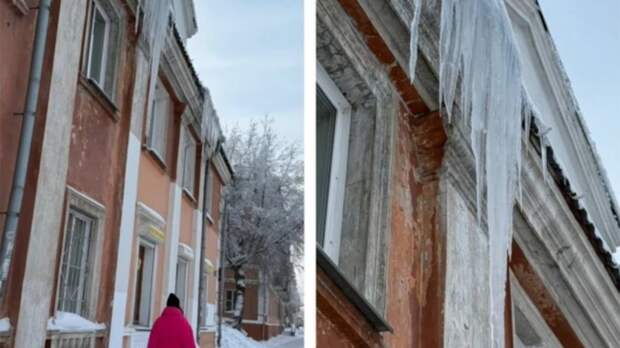 "Ледяные убийцы". Жители Барнаула пожаловались на гигантские сосульки на улице Профинтерна