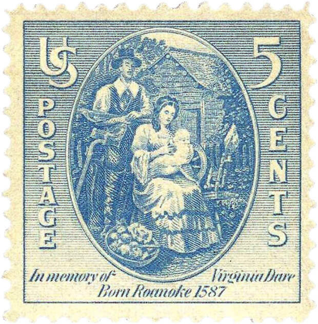 Памятная почтовая марка, посвящённая 350-летию со дня рождения Вирджинии Дэйр