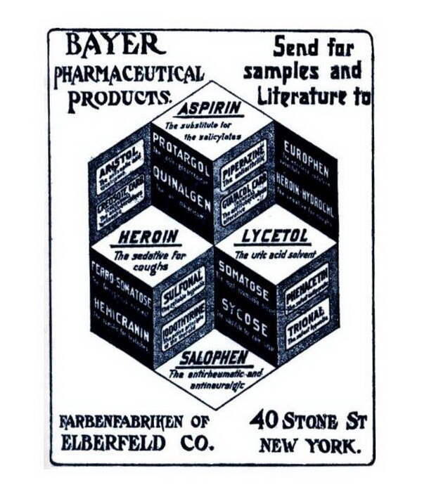 Аспирин, героин и другие лекарства от компании Bayer.