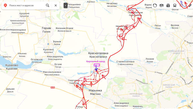 Карта боевых действий на Украине, Донецкое направление, Марьинский участок, на 23.03.24 г. Карта СВО от Юрия Подоляки.
