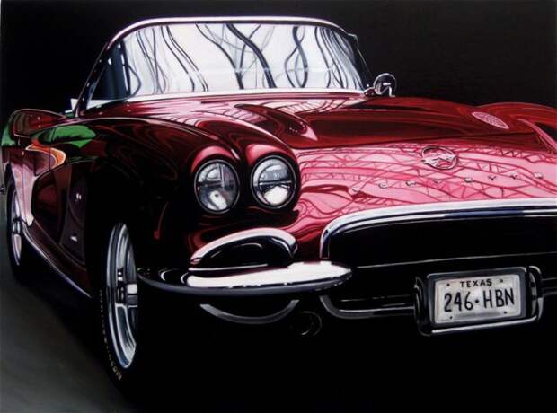 Это не фото - это рисунок Cheryl Kelley, Американская художница, Шерил Келлей, картины, ретро автомобили