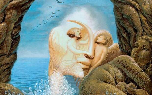 Влюблённые на берегу моря. Автор: Octavio Ocampo.