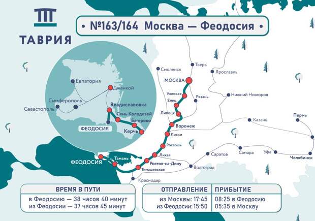 Сегодня отправился первый поезд из Москвы в Феодосию по новому маршруту