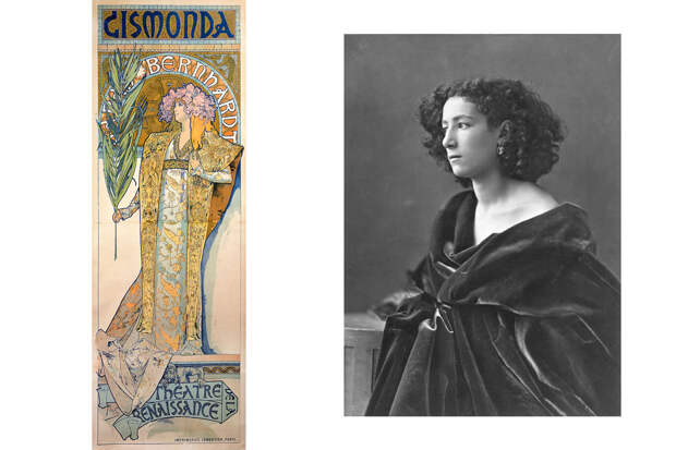 Альфонс Муха, «Жисмонда», 1894-1895 годы / Надар, портрет Сары Бернар, 1864 год