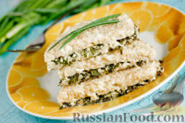 Фото к рецепту: Творожный пирог с зелёным луком