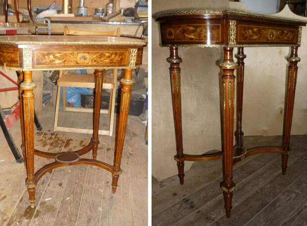 Этот же столик До и После реставрации / Фото используются с разрешения правообладателя