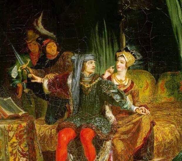 Один из приступов безумия Карла VI, художник Делакруа