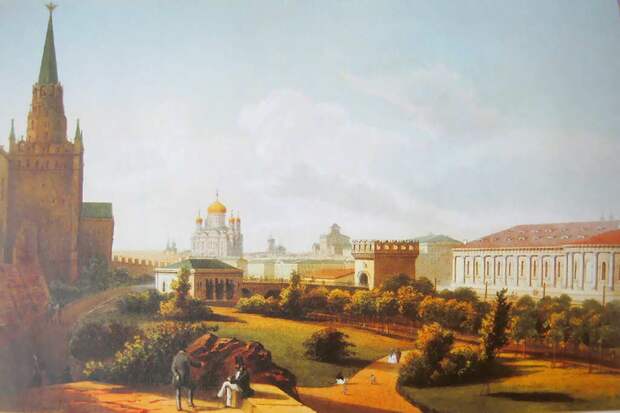 Александровский сад. Панорама Москвы 19 века. Картинка