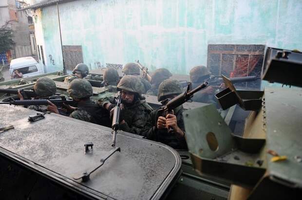 Marines in an armored personnel carrier