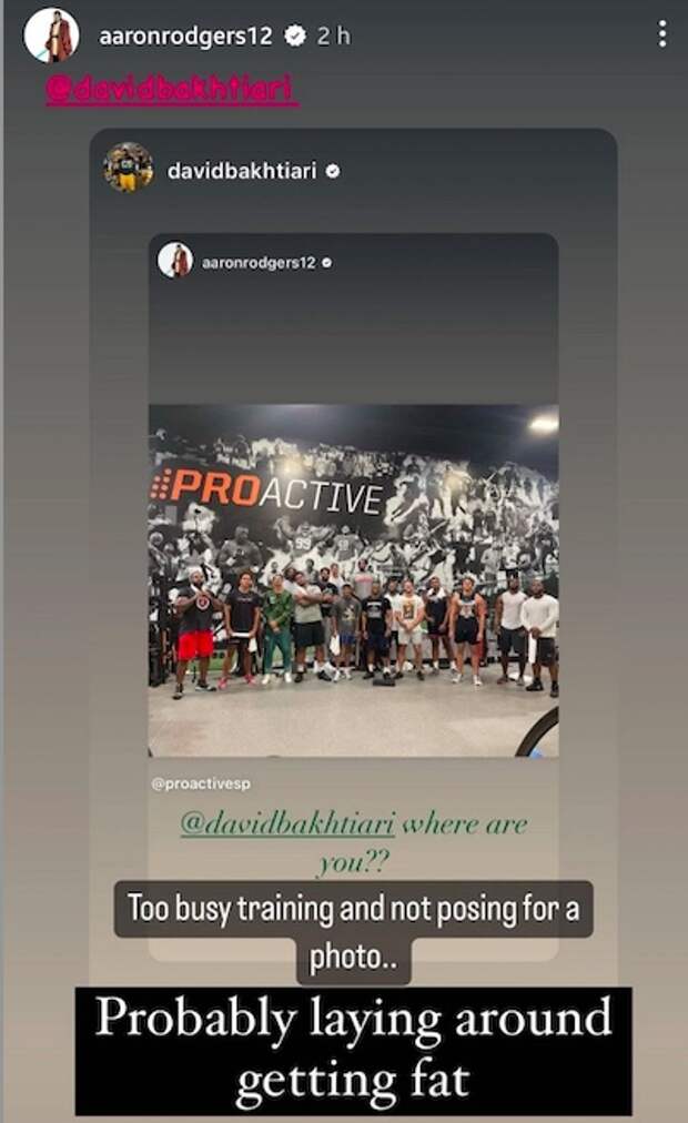 aaron rodgers David Bakhtiari instagram story