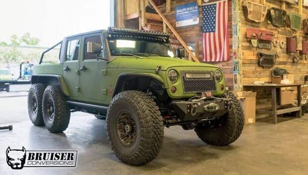 Эффектный шестиколесный Jeep Wrangler от компании Bruiser Conversions 6x6, Wrangler, jeep, jeep wrangler, авто, автомобили, внедорожник, тюнинг