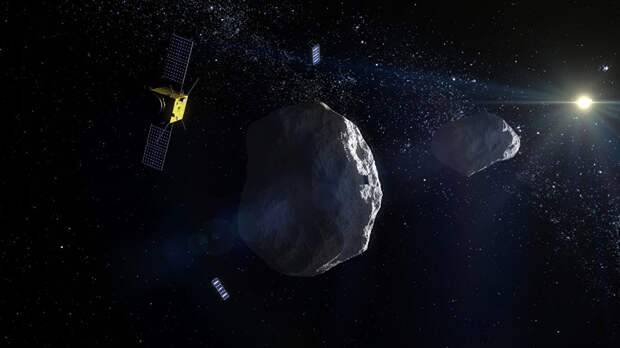 Так художник представил себе европейскую миссию AIM у астероида Дидим / ESA.