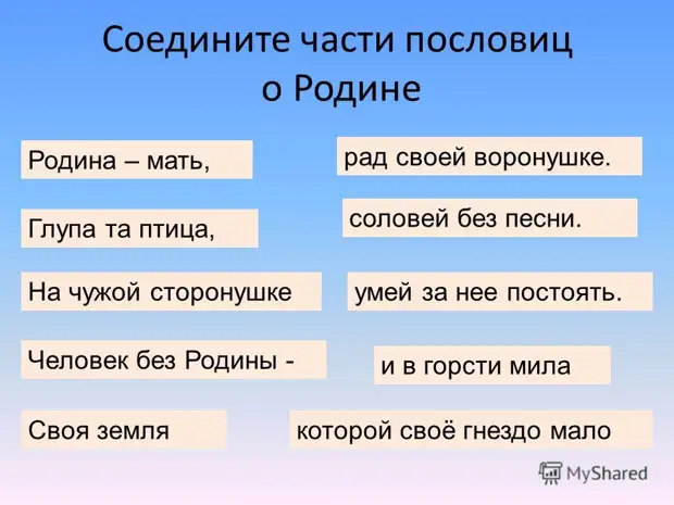 Человек без родины не живет - смысл пословицы - Игра слов