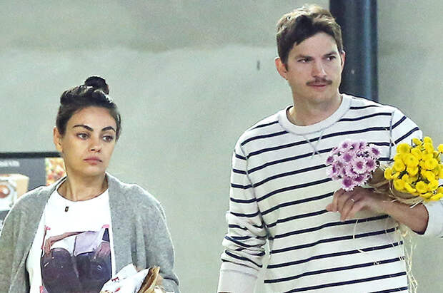 Цветочная романтика: Мила Кунис и Эштон Катчер на прогулке в Лос-Анджелесе