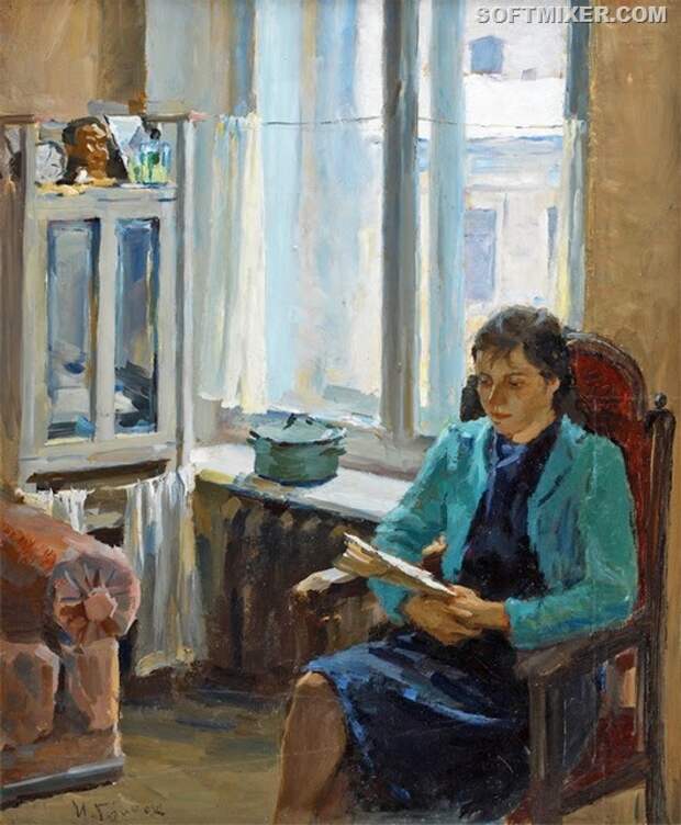 Ivan Aleksandrovich Grinyuk - A Woman Reading 1945