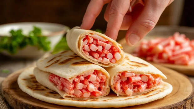 Лаваш и пачка крабовых палочек творят чудеса: горячий завтрак, который сметают со сковороды за минуту