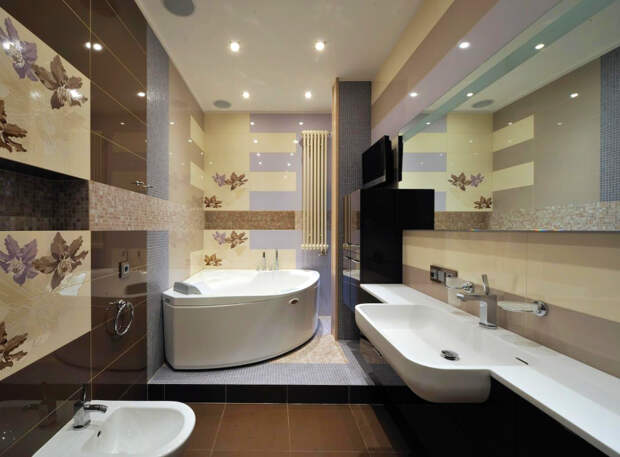 В ванных комнатах хай-тек устанавливают сенсорные термостатические краны