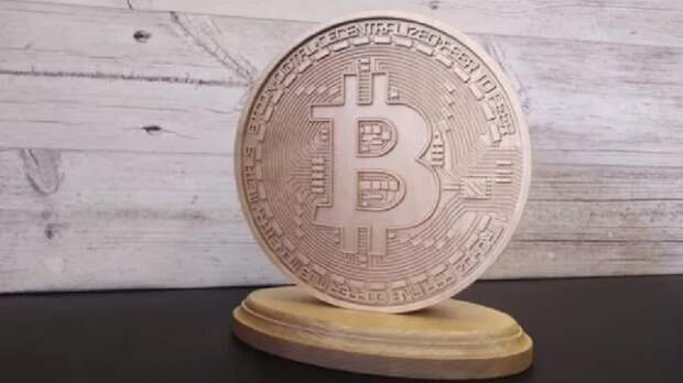 В Барнауле выставили на продажу деревянный биткоин за 2,5 млн рублей