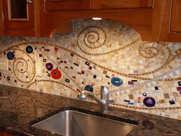 Мозаичный фартук для кухни