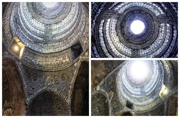 Отверстие в куполе грота освещает алтарь в день летнего солнцестояния (Margate Shell Grotto). Отверстие в куполе грота освещает алтарь в день летнего солнцестояния (Margate Shell Grotto).