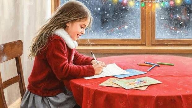 Девочка пишет письмо / Изображение сгенерировано нейросетью GigaChat / amic.ru