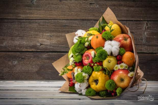 Съедобный букет из овощей и цветов