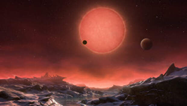 Так художник представил себе планету TRAPPIST-1d и ее две кузины