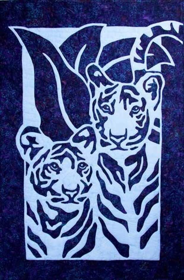 Тигры в лоскутках. Большая подборка панно и одеял с символом 2022 года