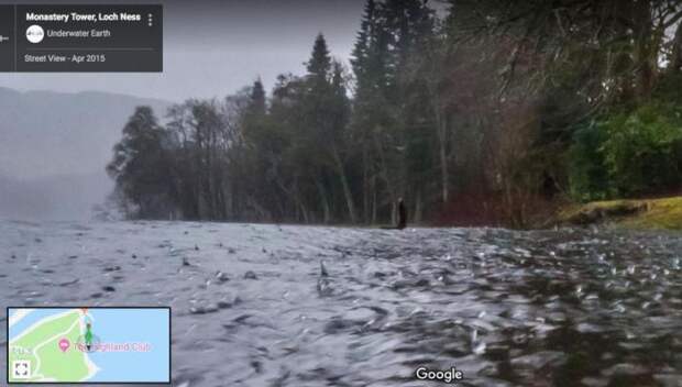 Турист заснял в озере Лох-Несс спину Несси, а американка нашла в Google Earth фото с шеей Несси (4 фото)
