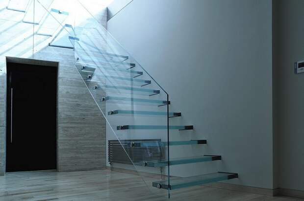 стеклянные перила для лестниц фото