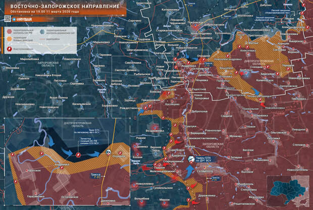 Карта СВО 12 марта 2026 года. Запорожское направление.