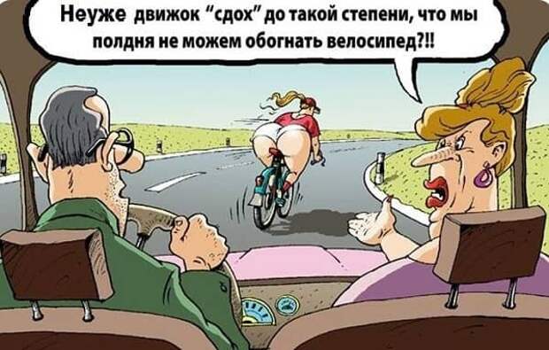 анекдот про супругов и велосипедистку