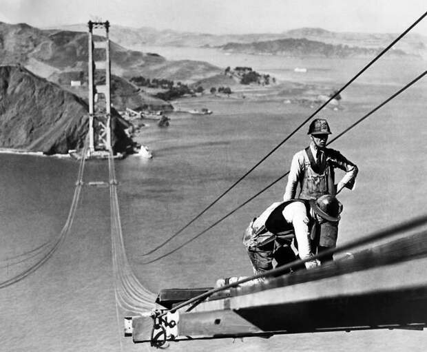1. Мост "Золотые ворота". Сан-Франциско, Калифорния архитектура, достопримечательности, интересно, исторические фото, исторические фотографии, познавательно, сооружения, строительство