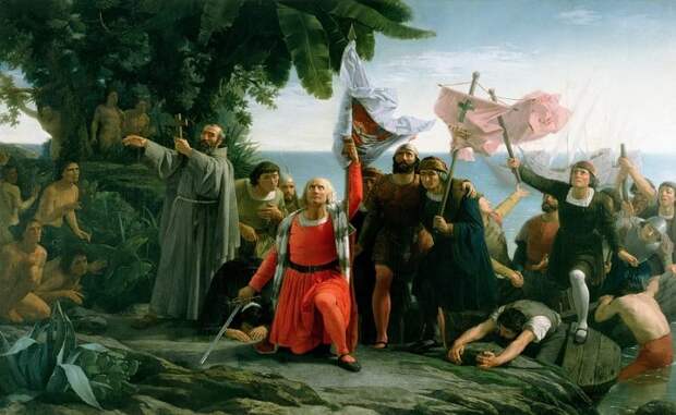 Т. Пуэбла. Первая высадка Христофора Колумба в Новом Свете, 1862 | Фото: gallerix.ru